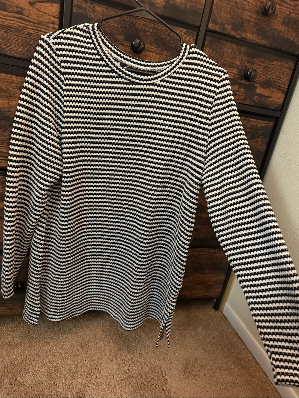 Women’s Black and White Striped Tunic Size 10 NWOT